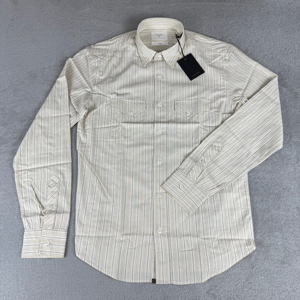 Billy Reid Striped Oxford Western Button-Up Shirt Mens XS Tinted White $198 NWT